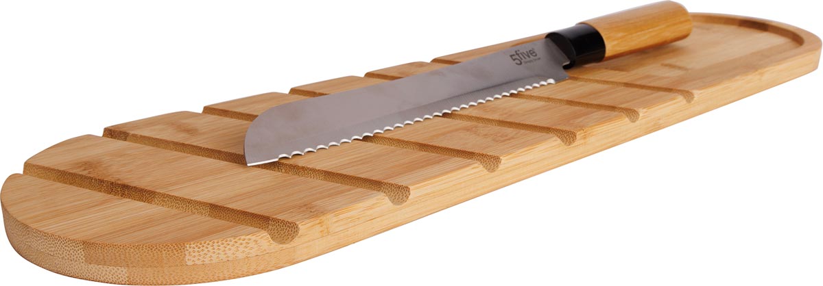 Cosy -   Trendy broodplank, inclusief broodmes, uit bamboe, ft 50 x 14 cm