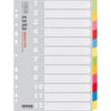 OFFICE products -   tabbladen, A4, karton, 11-gaatsperforatie, geassorteerde kleuren, 12 tabs