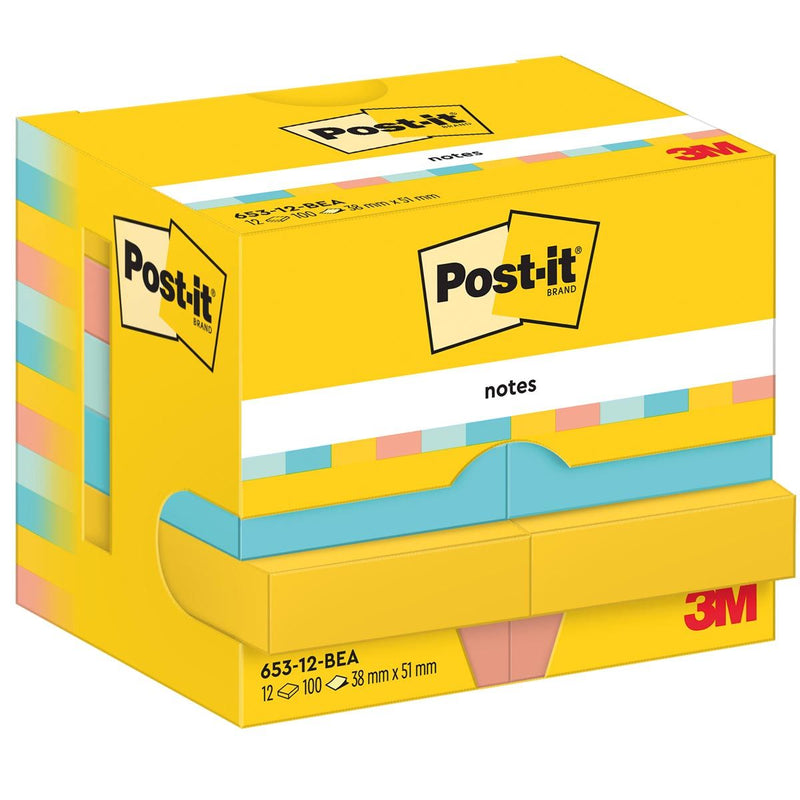 Haftnotizen – Beachside, 100 Blatt, 38 x 51 mm, Packung mit 12 Blöcken