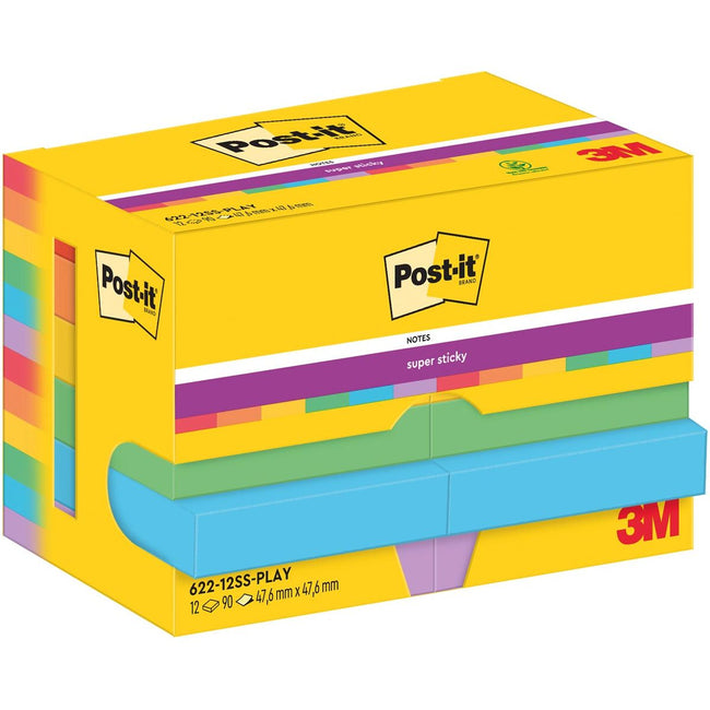 Post-it - Notizblock 622 Super Sticky 47,6x47,6mm Verspielt 12 Stück