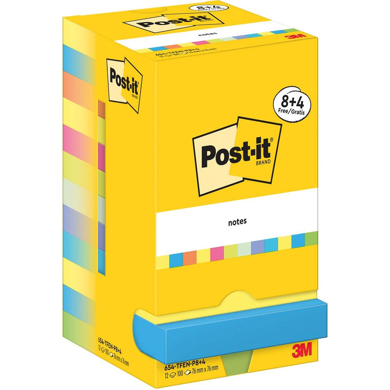 Haftnotizen – Energetic, 100 Blatt, 76 x 76 mm, 8 + 4 GRATIS