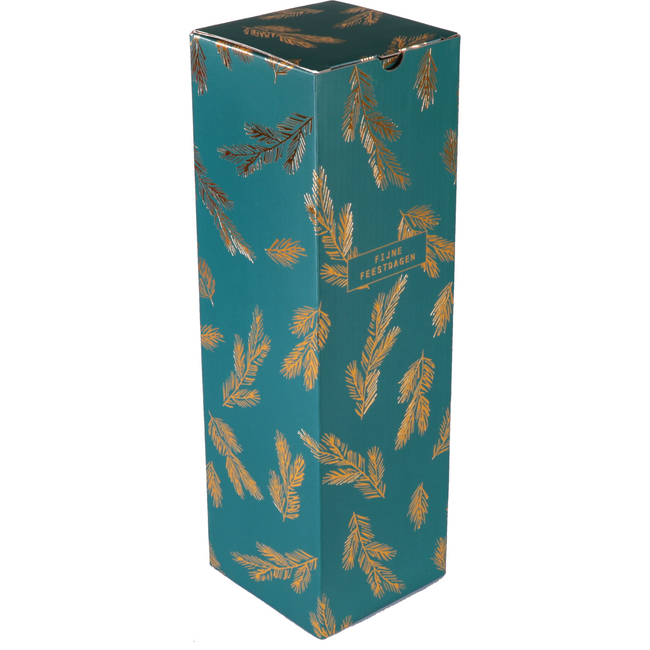 Klika -  Flesdoos | Dennentakjes | karton + PE | 1 fles | 95x95x330mm | Kerstmis | groen/goud | 100 stuks