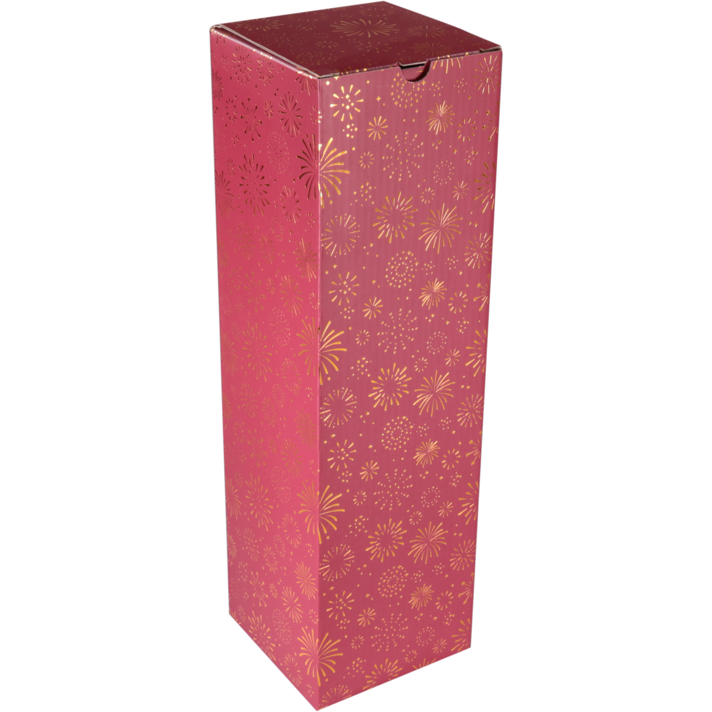 Klika -  Flesdoos | Vuurwerk | karton + PE | 1 fles | 95x95x330mm | Kerstmis | rood/goud | 100 stuks