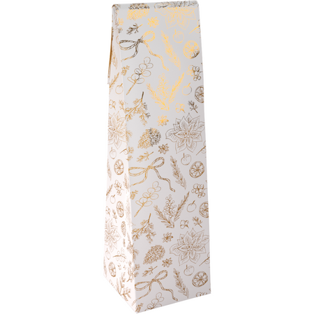 Klika -  Fleszak | 9.5x41x9.5cm | Botanical | papier + PE | wit/goud | 100 stuks