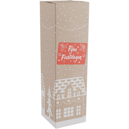 Klika -  Flesdoos | Huisjes | karton | 1 fles | 95x95x330mm | Kerstmis | 100 stuks