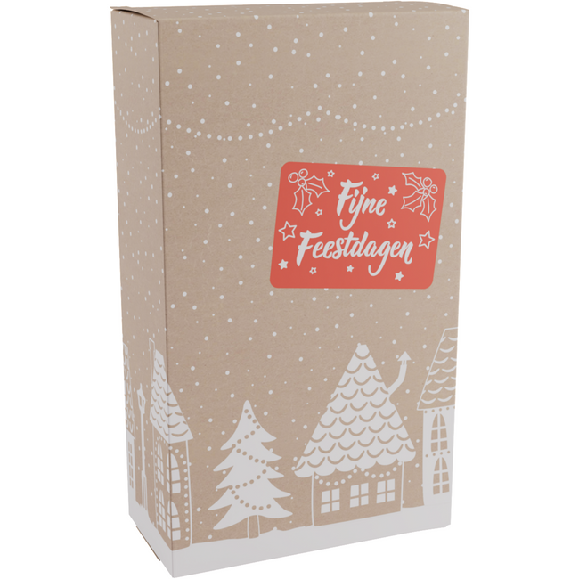 Klika -  Flesdoos | Huisjes | karton | 2 flessen | 190x95x330mm | Kerstmis | 100 stuks