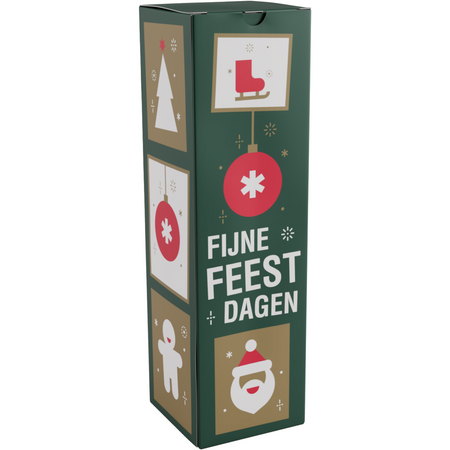 Klika -  Flesdoos | Tegels | karton + PP | 1 fles | 330x95x95mm | Kerstmis | 100 stuks