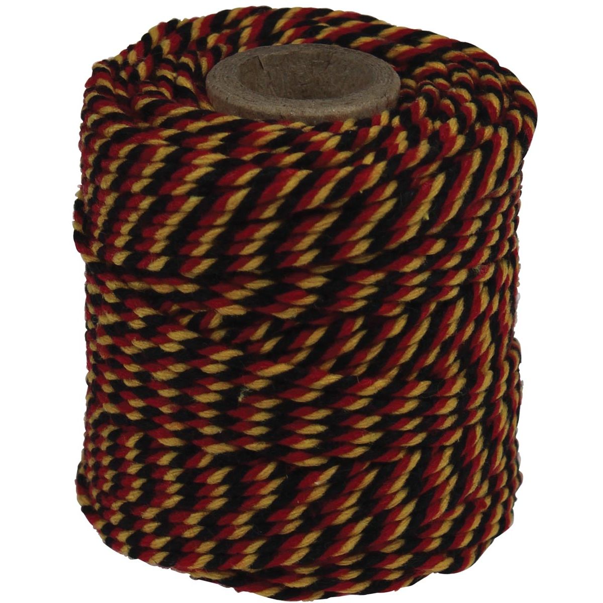 Klika - Baumwollseil, schwarz-rot-gelb, 50 g Spule, ca. 35 m