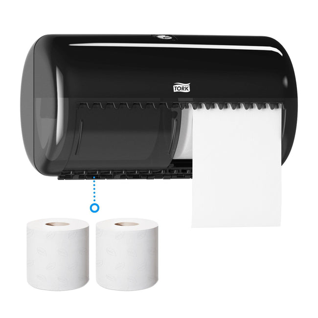 Tork -  Toiletpapierdispenser t4 duo zwart | 160 stuks