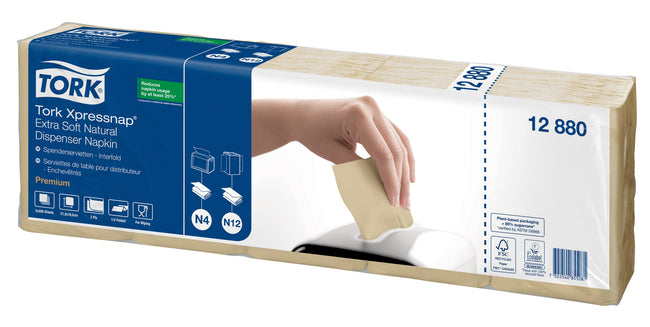 Tork -  Servet n4 premium halvevouw 2laags naturel | 8 stuks