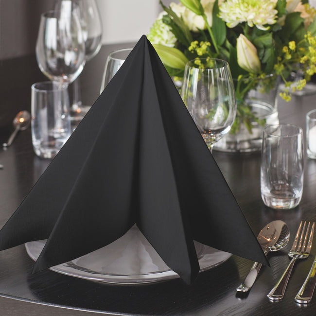 Tork -  Dinerservet linstyle premium zwart 478825 | 14 stuks