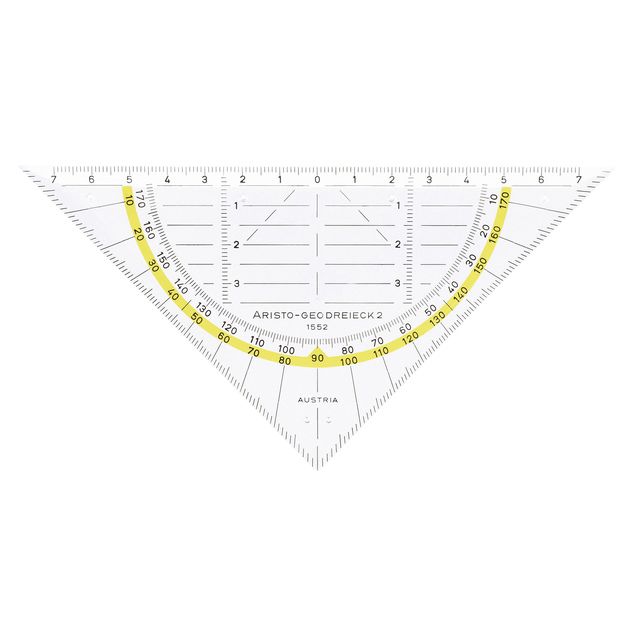 Aristo - Geodriehoek 1552 160mm transparent mit gelbem Rand | 10 Stück