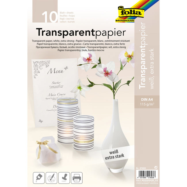 Folia Paper - Transparentpapier Folia A4 115gr 10 Blatt weiß