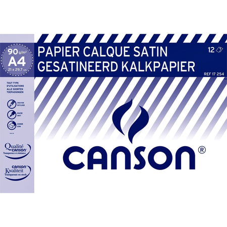 Canson - Satin-Pauspapier 12 Blatt 90gr A4 durchscheinend