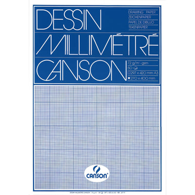 Canson - Millimeterpapier hellblau bedruckt 50 Blatt 72gr A3 weiß