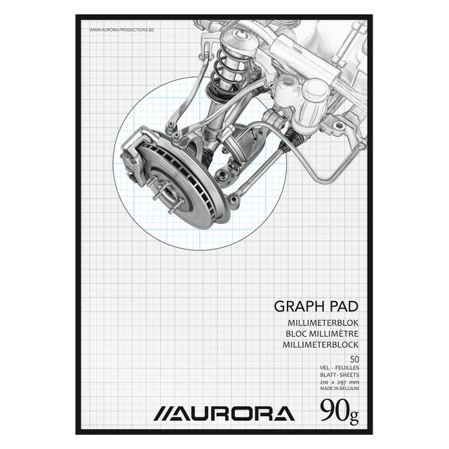 Aurora - Millimeterblock A4 50 Blatt 90 Gramm blau | 10 Stück