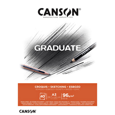 Canson - Skizzenpapier Graduate Sketch 40 Blatt 96gr A3 naturweiß
