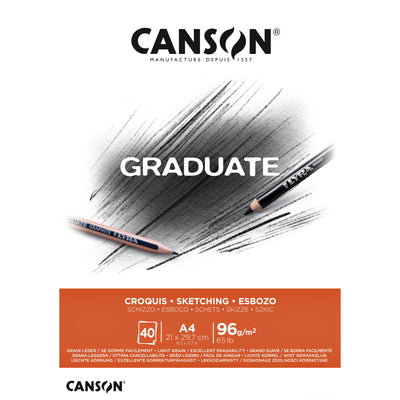 Canson - Skizzenpapier Graduate Sketch 40 Blatt 96gr A4 naturweiß | 5 Stück