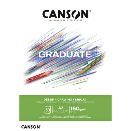 Canson - Zeichenpapier Graduate Drawing 30 Blatt 160gr A3 hellweiß