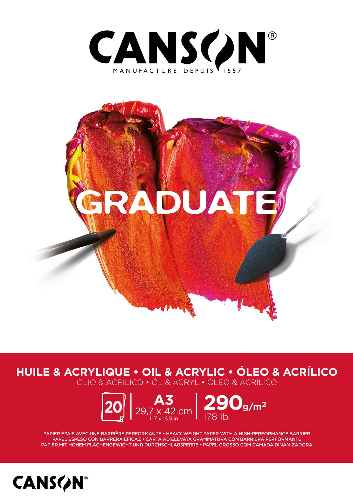 Canson -  Schilderpapier  graduate 20vel 290gr a3 wit