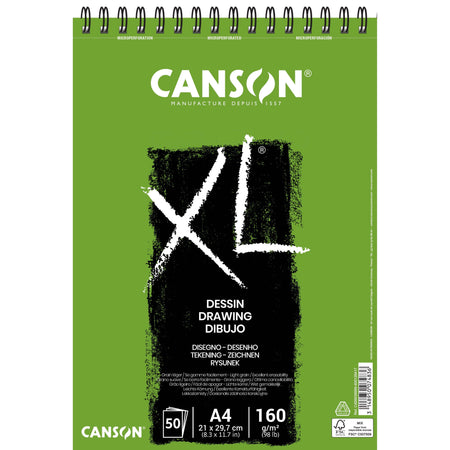Canson - Zeichenpapier XL Drawing 50 Blatt 160gr A4 weiß | 5 Stück