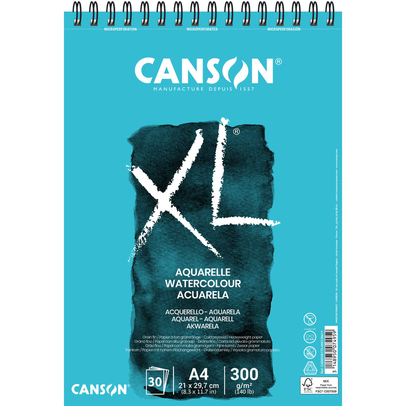 Canson - Aquarellpapier XL 30 Blatt 300gr A4 weiß | 5 Stück