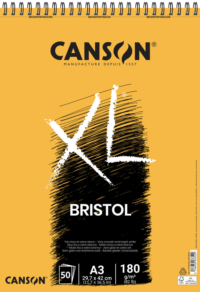 Canson - Bristol-Papier XL Bristol 50 Blatt 180gr A3 extraweiß