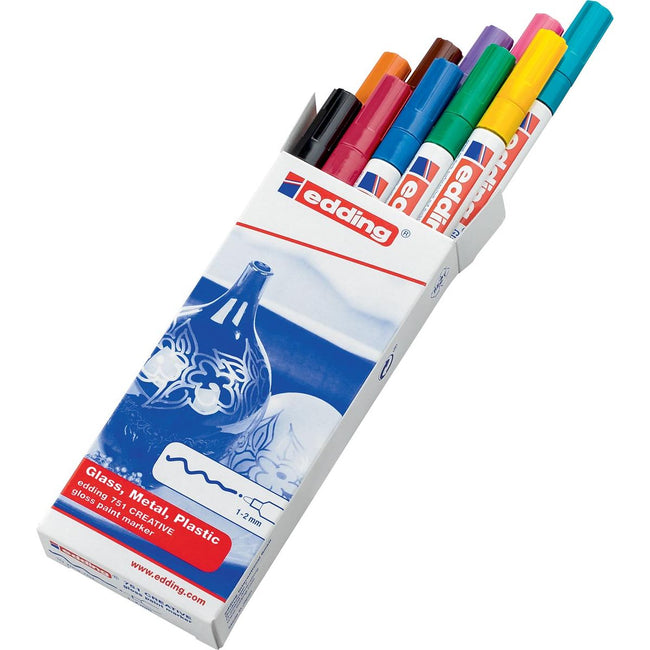 Edding - Glanzlackmarker 751, Set à 10 Stück in verschiedenen Farben