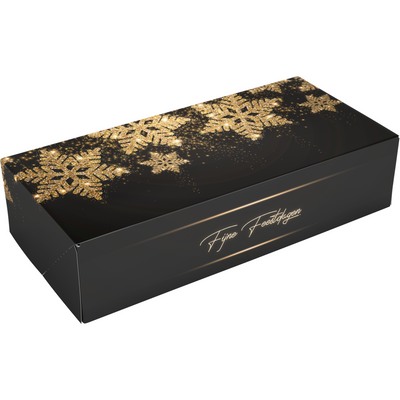Klika -  Stoldoos | Glittersterren | Groot | karton | 391x184x92mm | Kerstmis | zwart/goud | 100 stuks