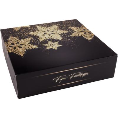 Klika -  Kransdoos | Glittersterren | karton | 227x227x60mm | Kerstmis | zwart/goud | 100 stuks