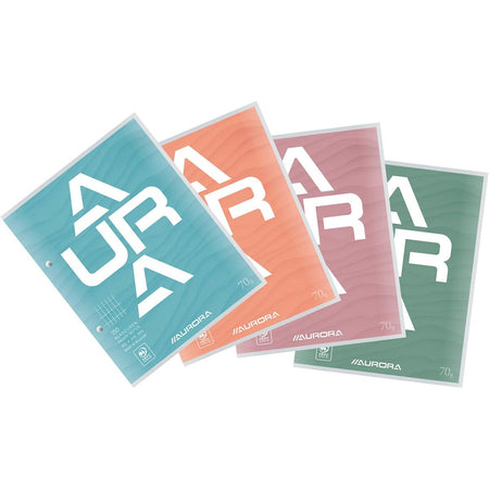 Aurora – Kursblock, ft 16,5 x 21 cm, 75 Blatt, 2-fach gelocht, handelsüblich kariert