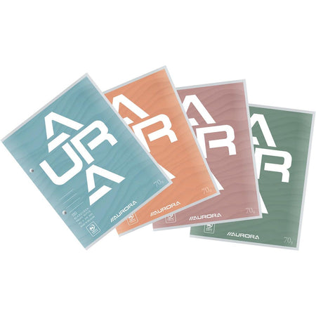 Aurora – Kursblock, ft 16,5 x 21 cm, 75 Blatt, 2-Loch-Perforation, liniert