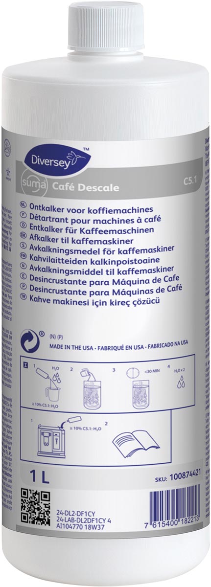 Diversey -  ontkalker voor koffiemachines, flacon van 1 liter