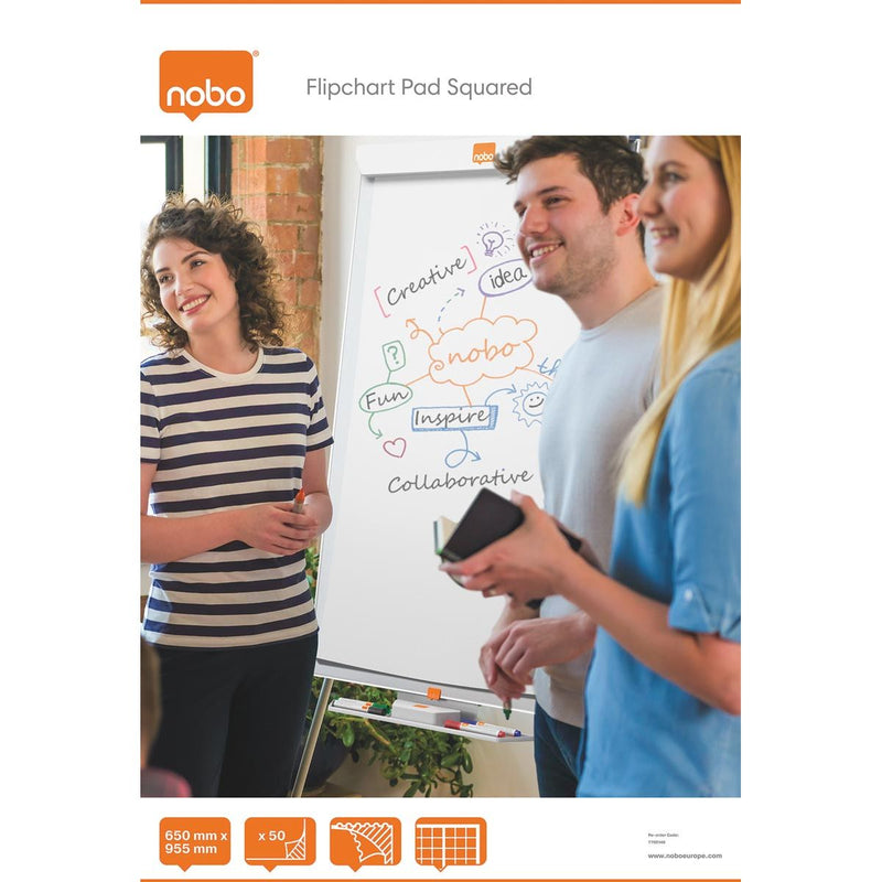 Nobo – Flipchart-Papier 65 x 95,5 cm, quadratisch, 50 Blatt