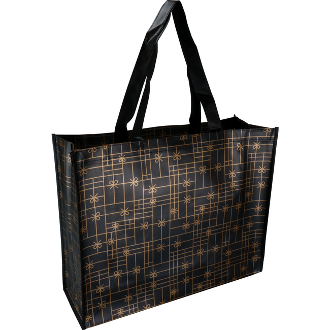 Klika -  Shopper | PP | Strikken | 45x 15x36cm | zwart/goud | 100 stuks
