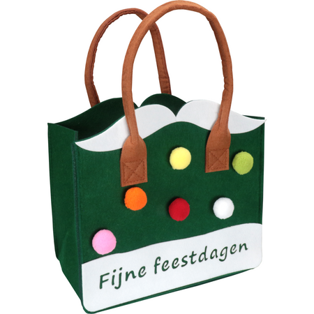Klika -  Tas | Fijne Feestdagen | Vilt | met hengsel | 27x15x25cm | assorti | 20 stuks