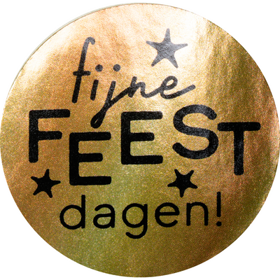 Klika -  Etiket | Cadeauetiket | papier | Fijne Feestdagen | ∅45mm | goud/zwart | rol à 500 stuks