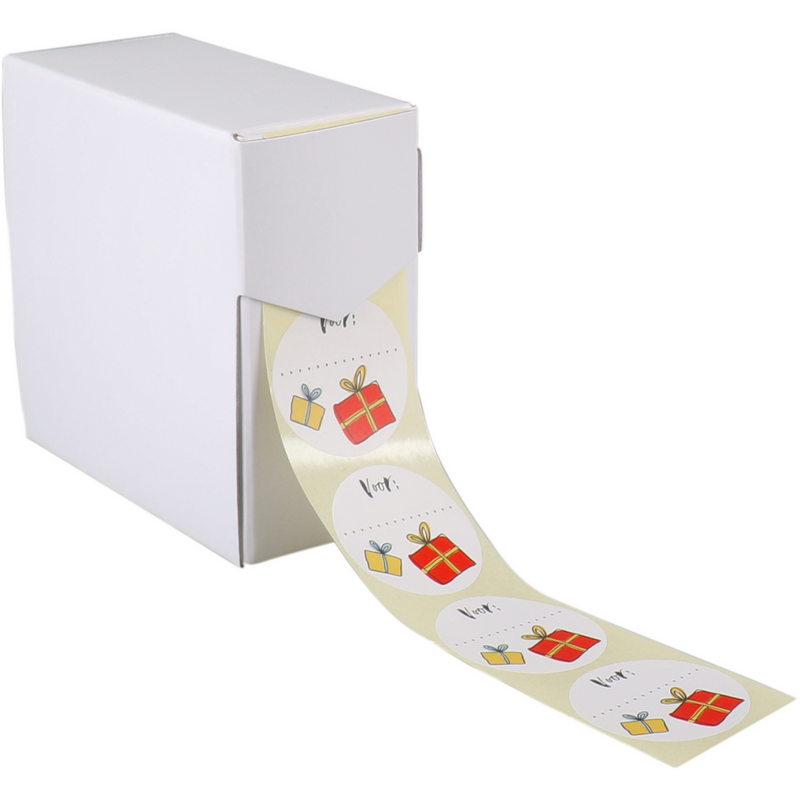 Klika - Etikett | Geschenketikett | Papier | Für.. | ∅40mm | rot/gelb/weiß | Rolle mit 500 Stück