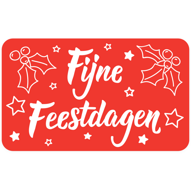 Klika -  Etiket | papier | Fijne Feestdagen | permanent | 50x30mm | wit/rood | rol à 500 stuks
