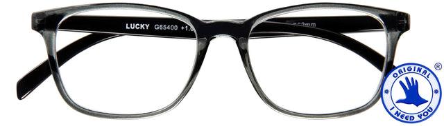 Lesen Sie Brille Ich brauche dich Glück +1,50 Gray-Zwart