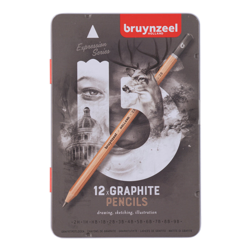Bruynzeel - Graphitstift Sion-Set mit 12 Härtegraden, Grau