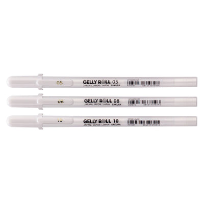 Sakura - Gel Writer Gelly Roll Classic Set mit 3 Breiten weiß | 6 Stück