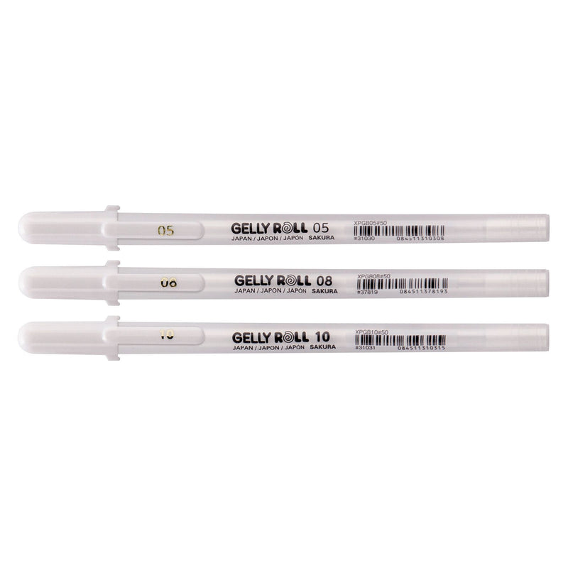 Sakura - Gel Writer Gelly Roll Classic Set mit 3 Breiten weiß | 6 Stück