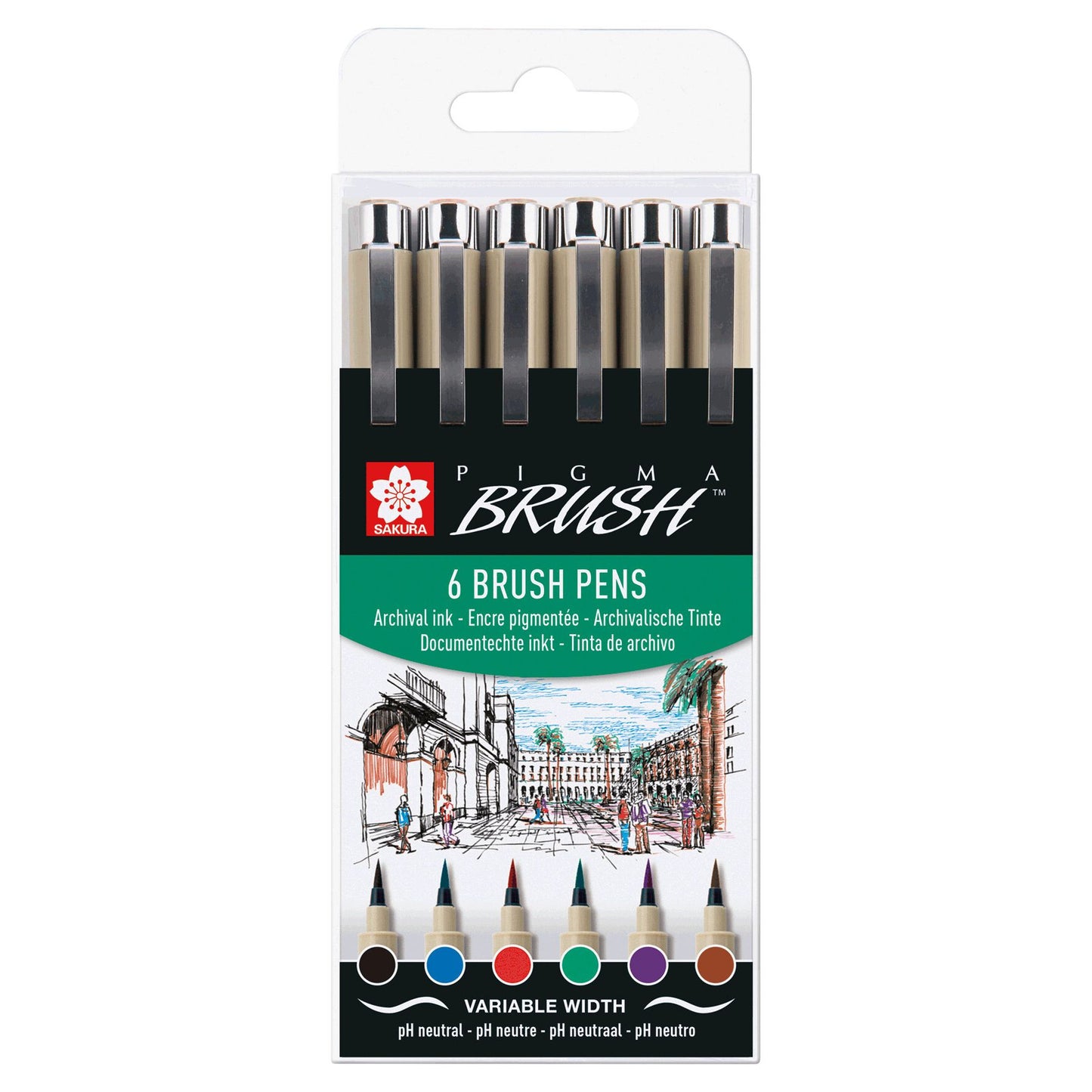 Sakura - Brushpen Pigma Pinselset 6-teilig schwarz
