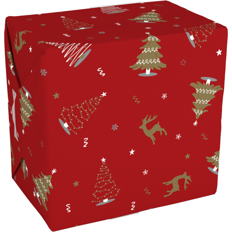 Klika - Geschenkpapier | 50cm | 200m | 80gr/m² | Wundervolle Zeit | rot/gold