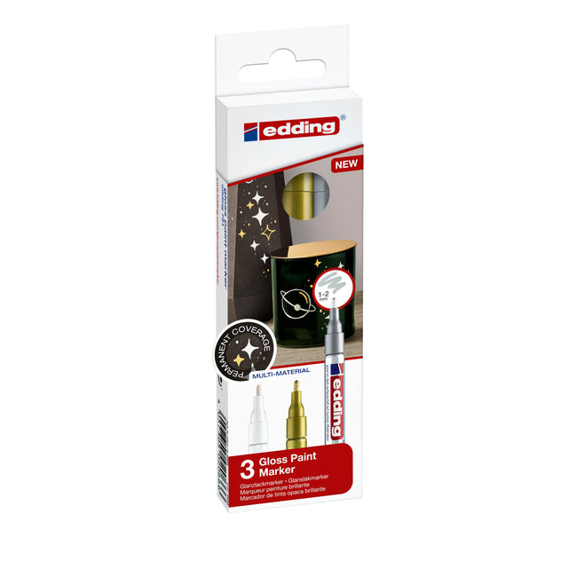 Edding - Ölbasierter Paintmarker 751 1-2mm metallic sortiert 3 Stück