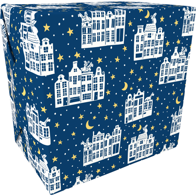Klika - Geschenkpapier | 50cm | 200m | 80gr/m² | Stille Nacht | blau/gelb