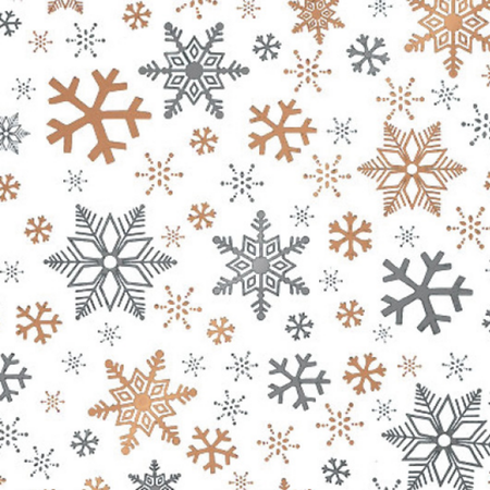Klika -  Cadeaupapier | 50cm | 100m | Sneeuwvlok | wit/goud/zilver