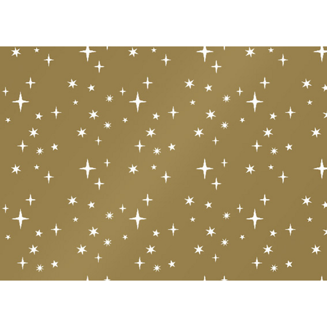 Klika -  Cadeaupapier | 50cm | 200m | 80gr/m² | Sterren | goud/wit | rol à ca. 200 meter