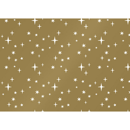 Klika -  Cadeaupapier | 30cm | 200m | 80gr/m² | Sterren | goud/wit | rol à ca. 200 meter